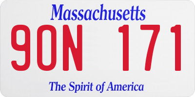 MA license plate 9ON171