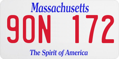 MA license plate 9ON172