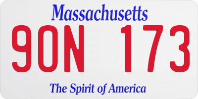 MA license plate 9ON173