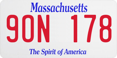 MA license plate 9ON178