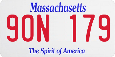 MA license plate 9ON179