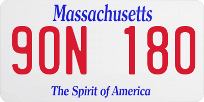 MA license plate 9ON180