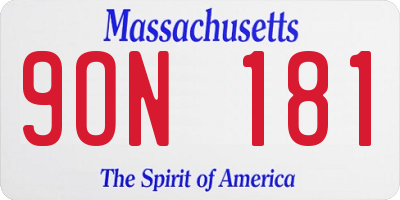 MA license plate 9ON181