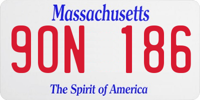 MA license plate 9ON186