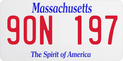 MA license plate 9ON197