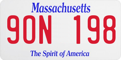 MA license plate 9ON198