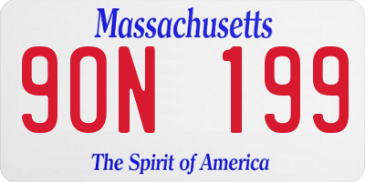 MA license plate 9ON199