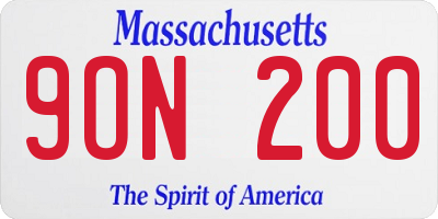 MA license plate 9ON200
