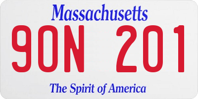 MA license plate 9ON201