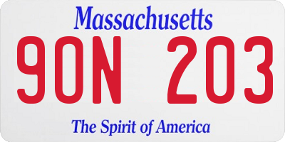 MA license plate 9ON203