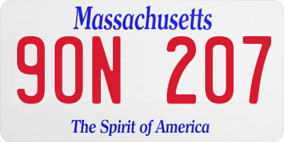 MA license plate 9ON207