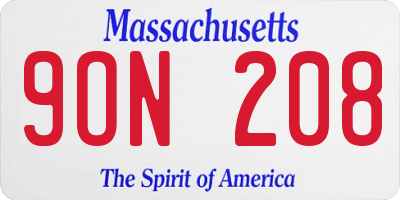 MA license plate 9ON208