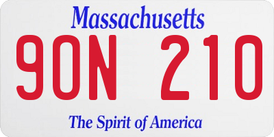 MA license plate 9ON210