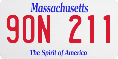 MA license plate 9ON211