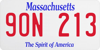 MA license plate 9ON213