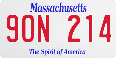 MA license plate 9ON214