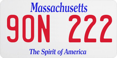 MA license plate 9ON222