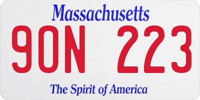 MA license plate 9ON223