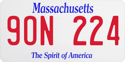 MA license plate 9ON224