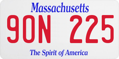 MA license plate 9ON225