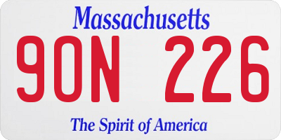 MA license plate 9ON226
