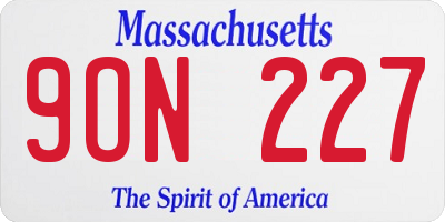 MA license plate 9ON227
