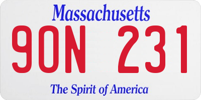 MA license plate 9ON231