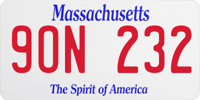 MA license plate 9ON232