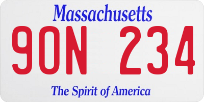MA license plate 9ON234