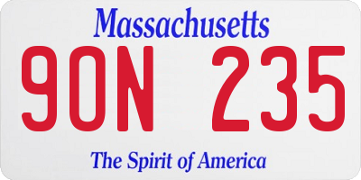 MA license plate 9ON235