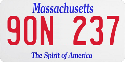 MA license plate 9ON237