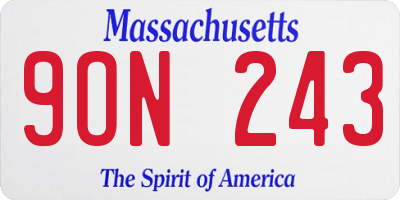 MA license plate 9ON243