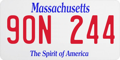 MA license plate 9ON244