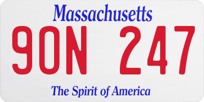 MA license plate 9ON247
