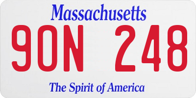 MA license plate 9ON248