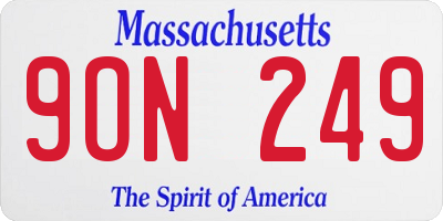 MA license plate 9ON249