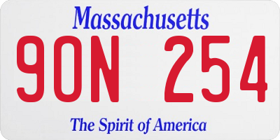 MA license plate 9ON254
