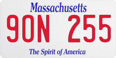 MA license plate 9ON255