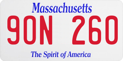 MA license plate 9ON260