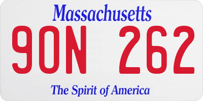 MA license plate 9ON262