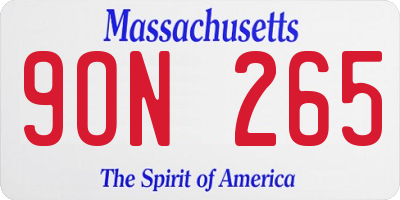 MA license plate 9ON265