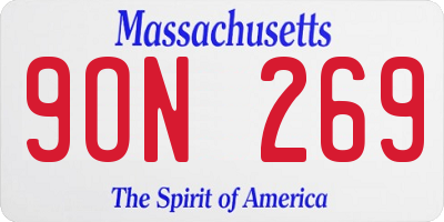 MA license plate 9ON269