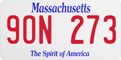 MA license plate 9ON273