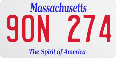 MA license plate 9ON274
