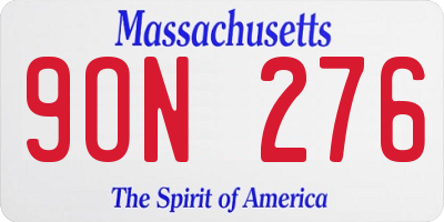 MA license plate 9ON276