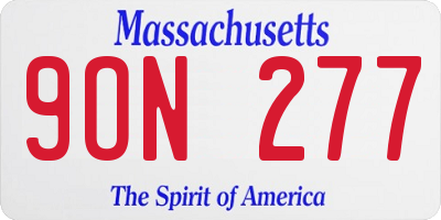 MA license plate 9ON277