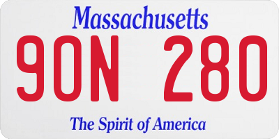 MA license plate 9ON280