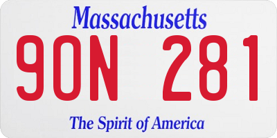 MA license plate 9ON281