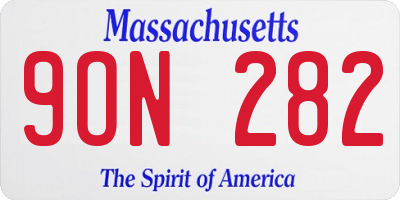 MA license plate 9ON282