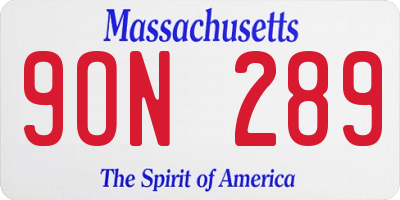 MA license plate 9ON289